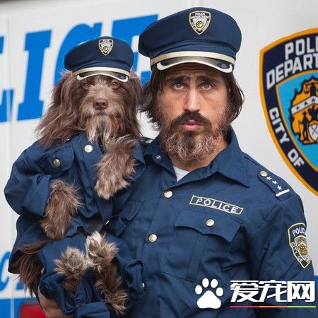 主人与狗穿情侣装 做什么都要黏在一起