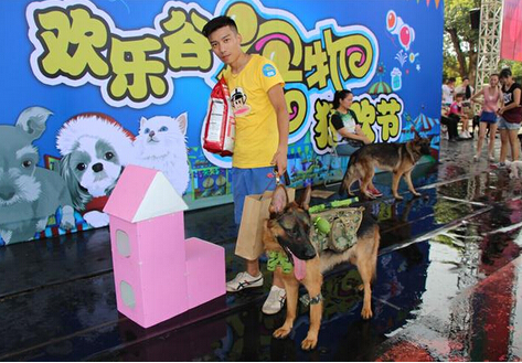 成都欢乐谷举行宠物狂欢party 狗狗撒欢日 