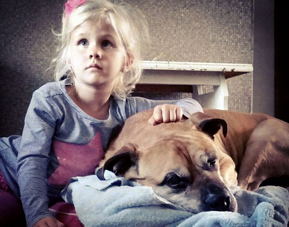 父亲拍下女儿与狗狗亲密瞬间照片 网友：好暖心